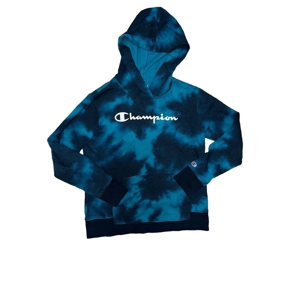 Champion Gray And Blue/Black Tie Dye Pullover Hoodies Bundle Size L 10/12